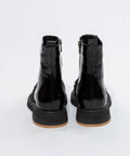 Botine Negre din Piele Lăcuită cu Talpă Groasă