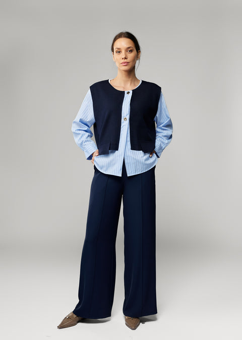 Bella Shirt with Knit Panel