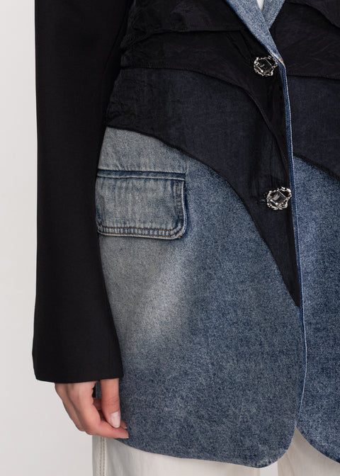 Sacou cu insertii denim