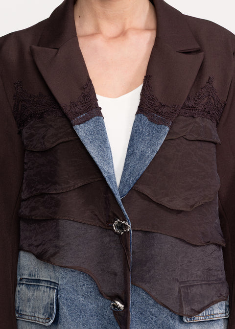 Sacou cu insertii denim