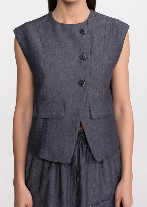 Linen Set with Vest and Palazzo Pants