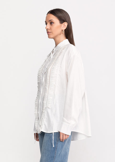 Elegant Linen Shirt with Pleated Inserts