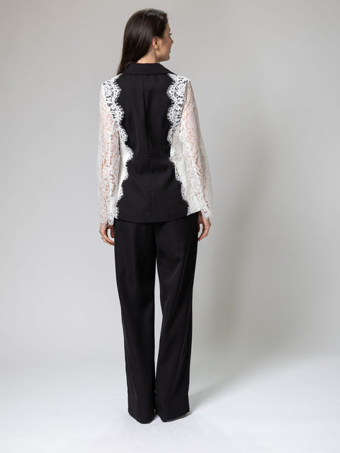 Elegant Embroidered Lace Suit Set