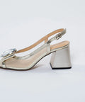 Pantofi din piele naturală cu plasă transparentă și accesoriu cu cristale – feminitate și rafinament într-un design delicat