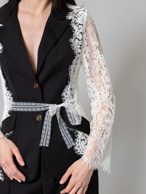 Elegant Embroidered Lace Suit Set