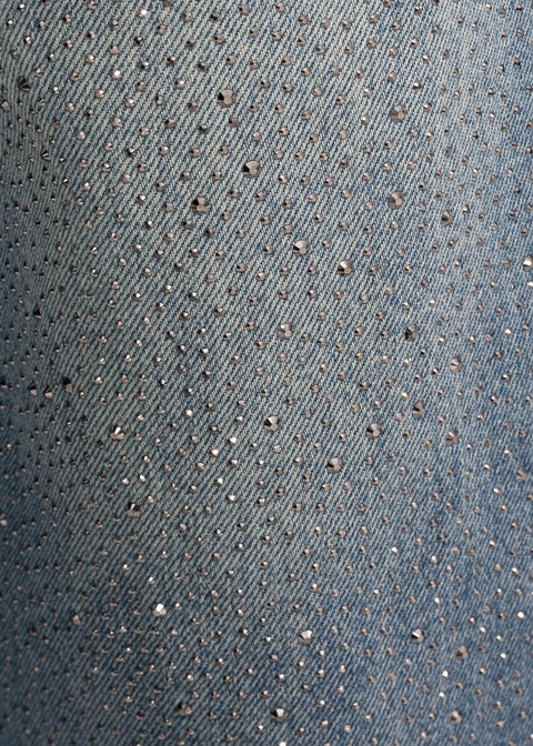 Mid-Rise Jeans with Crystal Embellishments