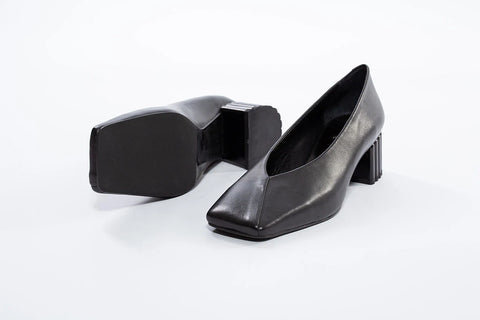 Pantofi eleganți din piele naturală cu toc striat