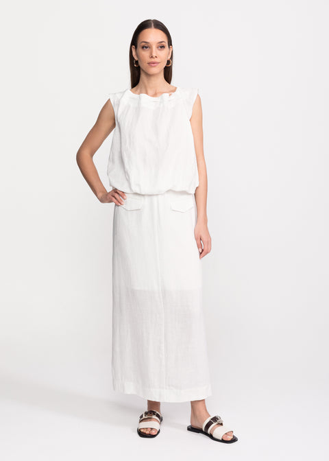 Relaxed-Fit Linen Set with Decorative Pockets