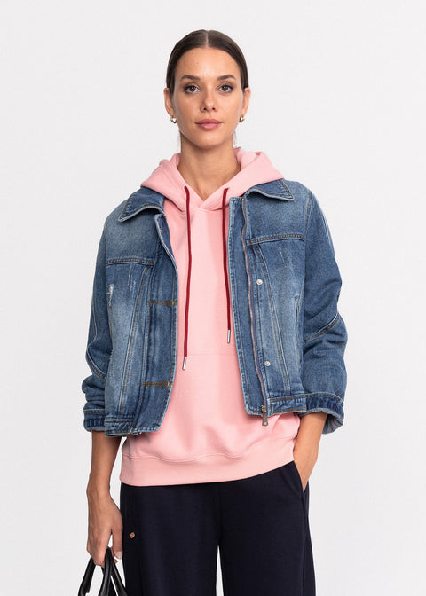 Geaca denim cu fermoar si capse  68776
