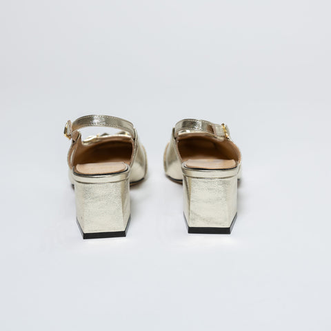 Stable-Heel Shoes with Metallic Detail