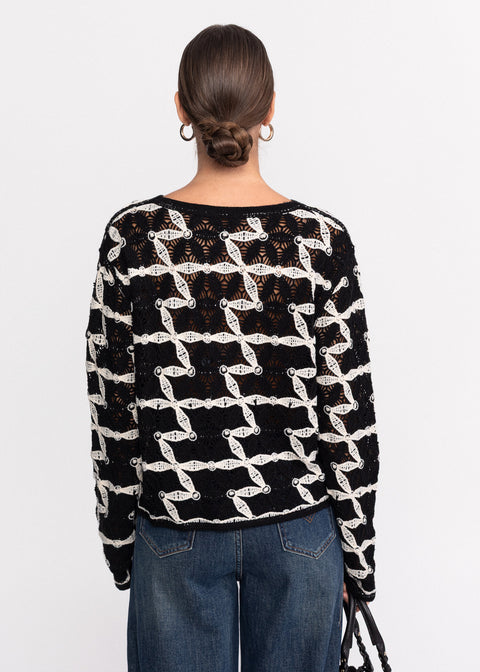 Bluza tricotata cu model geometric 62002