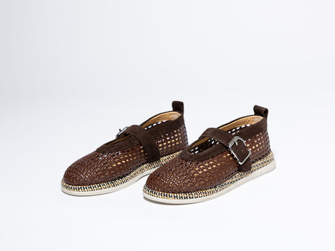 Woven Ballet Flats with Strap