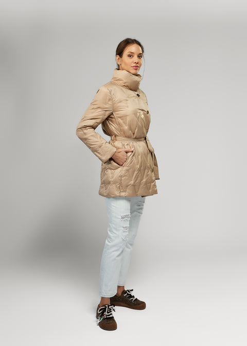 Down-Lined Jacket with Decorative Buttons