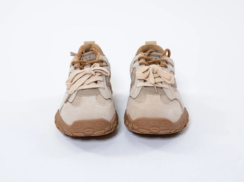 Adidași din Piele Naturală Întoarsă Bej/Taupe - Eleganță și Confort