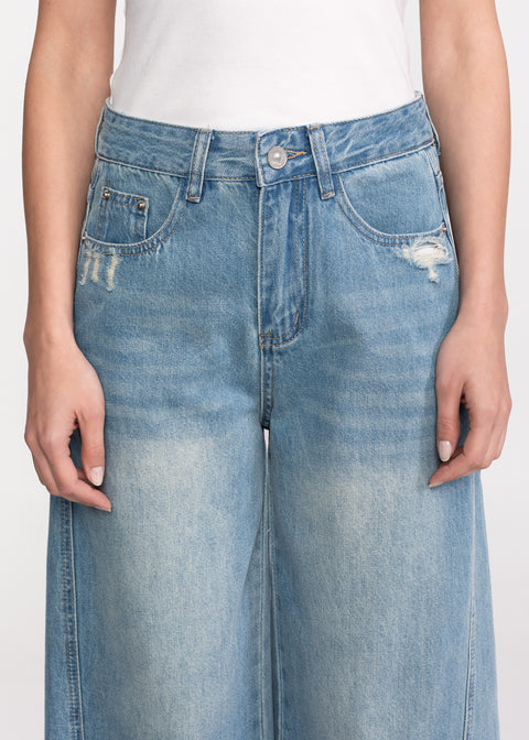 Wide-Leg Culotte Jeans with Vintage Look