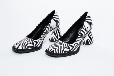 Pantofi din piele naturala,imitatie zebra