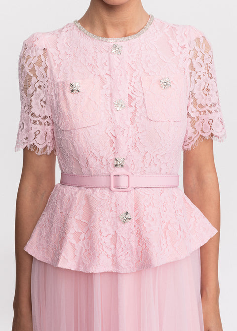 Rochie Midi eleganta din dantela si tulle