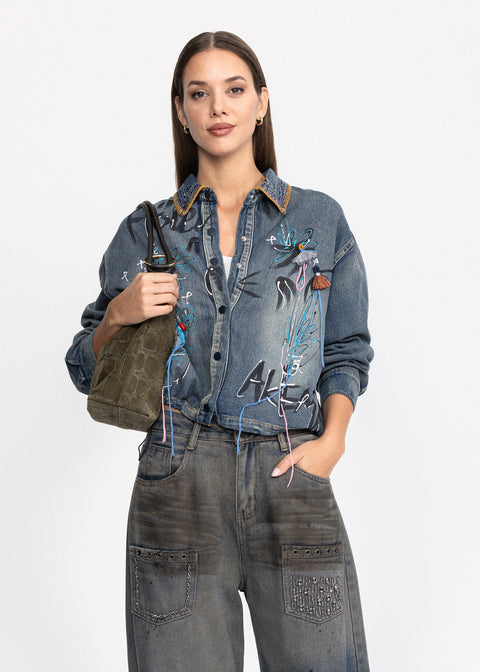 Camasa Denim cu aplicatii artistice 4