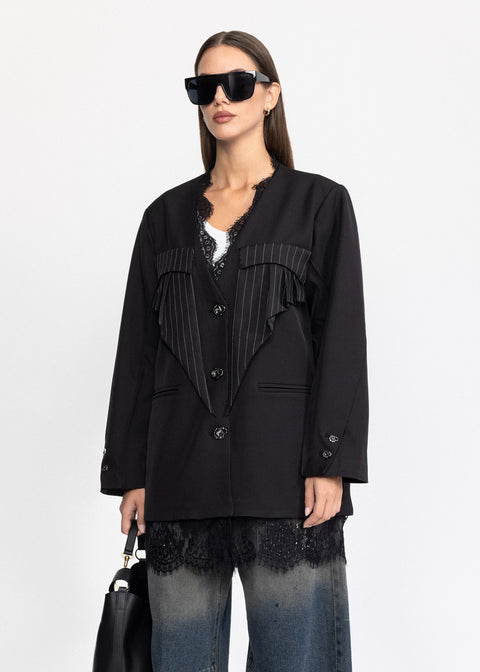 Sacou elegant cu insertii din dantela