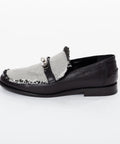 Loafers negri din Piele naturală in combinație cu material textil