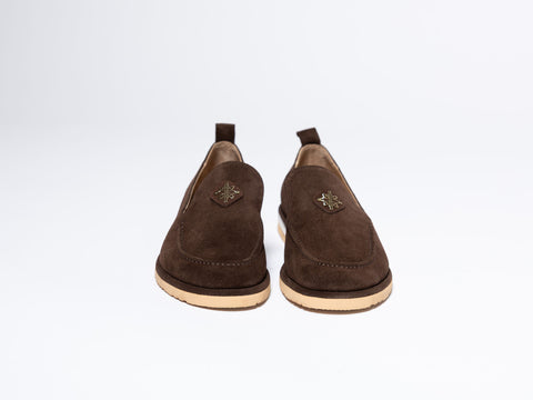 Suede Loafers with Metal Detail