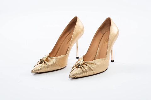 Pantofi Stiletto Aurii cu Vârf Ascuțit