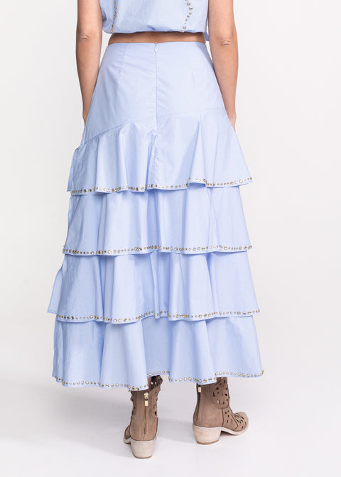 Crystal-Embellished Top and Skirt Set