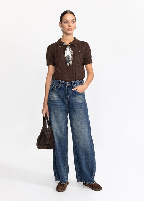 Bluza tricotata cu esarfa