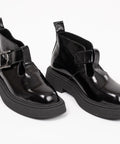 Pantofi damă, din piele lăcuită cu catarama, talpa 4cm