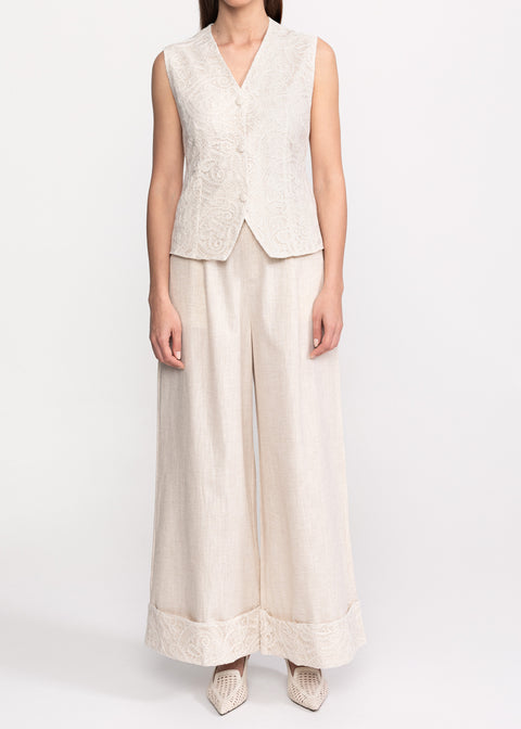 Linen Embroidered Suit