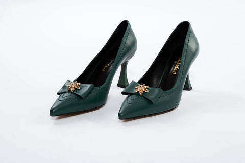 Pantofi Eleganți Verzi cu Detaliu Modern