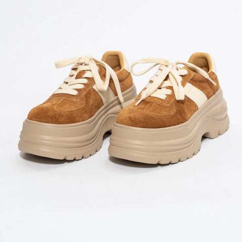 Adidași chunky din piele întoarsă și material textil – Platformă înaltă, stil îndrăzneț