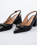 Pantofi eleganți negri cu fundiță și vârf ascuțit – toc 6 cm AnnaLaFaet