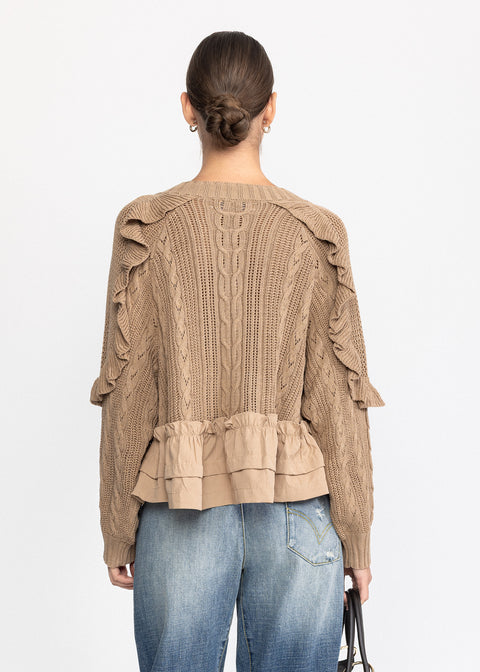 Jerseu din tricot cu volane delicate