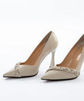 Pantofi Stiletto Elegance Bej cu Detaliu Împletit