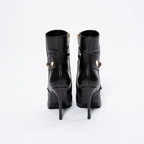 Botine Statement din Piele Naturală cu Ținte Metalice