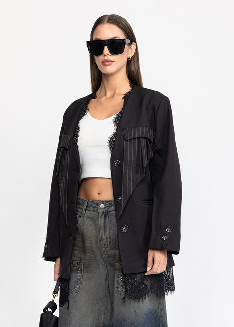 Sacou elegant cu insertii din dantela