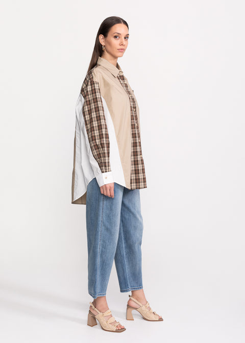 Camasa casual chic cu carouri si accente contemporane
