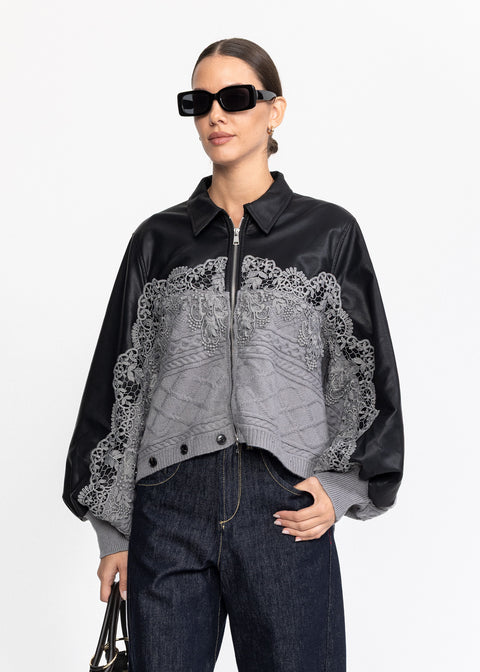 Geaca din Ecopiele si Tricot