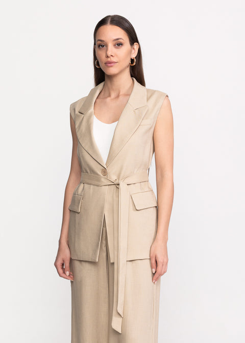 Linen Set with Vest and Wide-Leg Trousers
