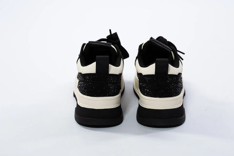 Adidași casual alb-negru cu aplicații glitter negre – Urban Contrast – AnnaLaFaet