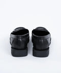 Loafers damă, din piele cu accesoriu din metal,negri
