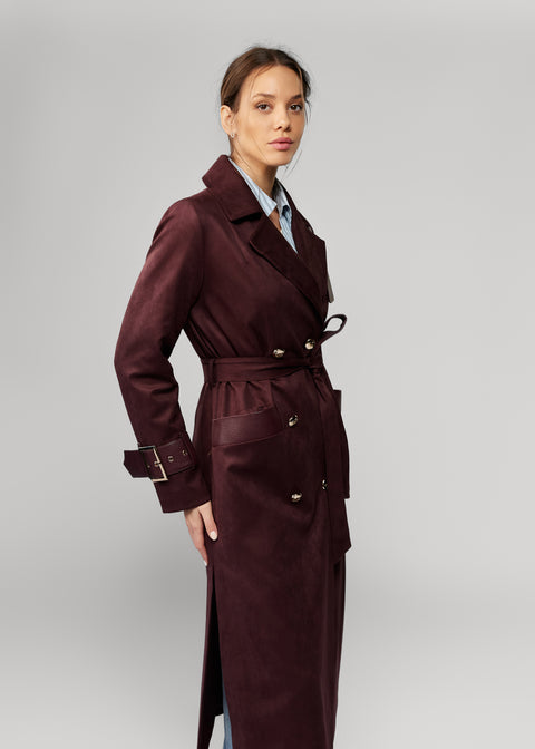 Trench din piele intoarsa Anna