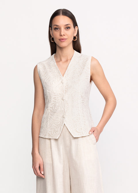 Linen Embroidered Suit