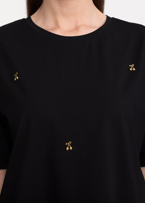 Tricou cu aplicatii in forma de cirese