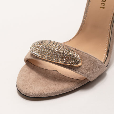 Sandale elegante cu toc stiletto si accesoriu stralucitor