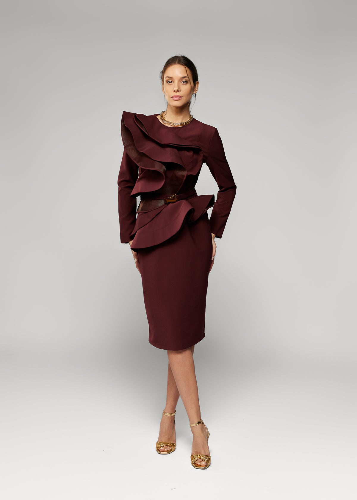 Midi Dress with Ruffles