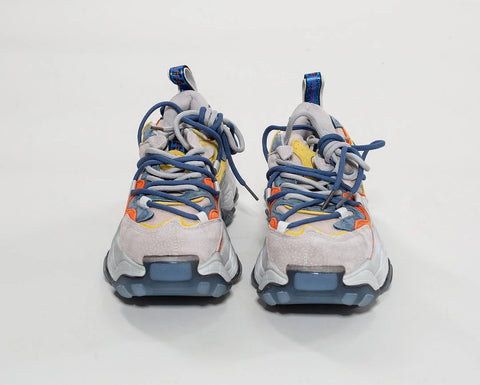 Adidași din piele întoarsă cu imprimeu portocaliu