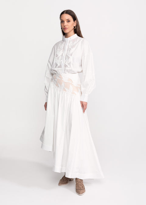 Embroidered Shirt and Skirt Set