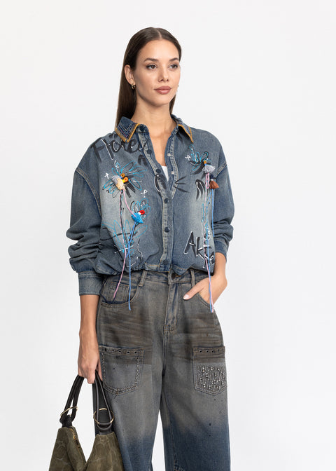 Camasa Denim cu aplicatii artistice 4